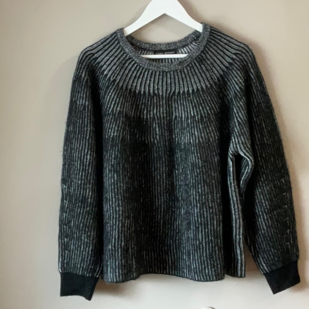 Lane Bryant Striped Gray Sweater